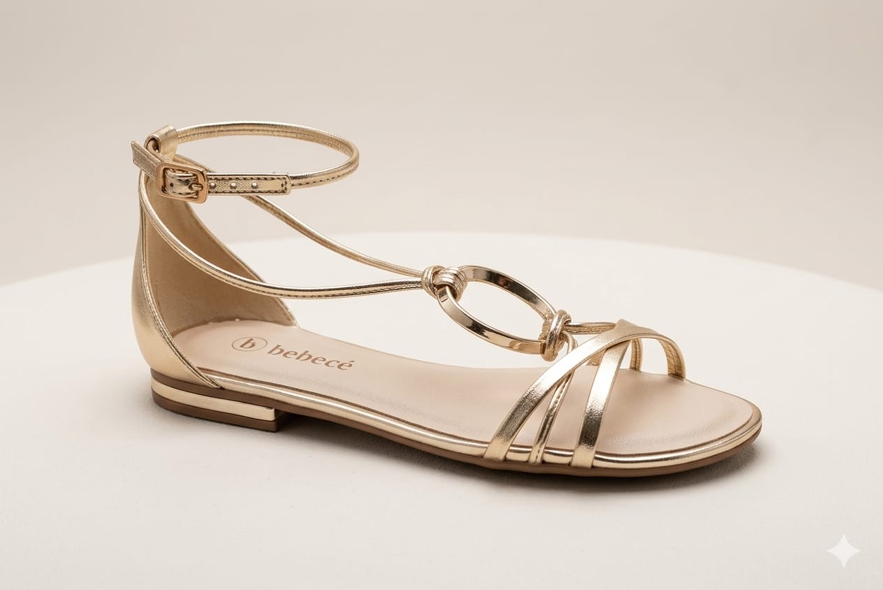 Sandália Rasteira Bebece com Detalhe Elegante em Argola