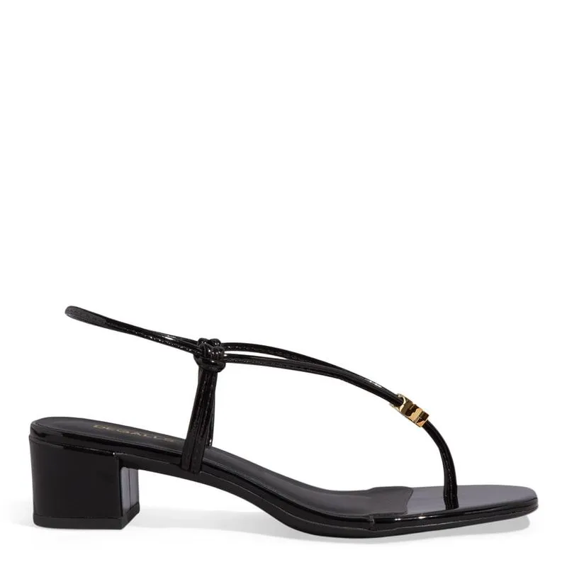 Sandália Preta Minimalista com Salto Bloco