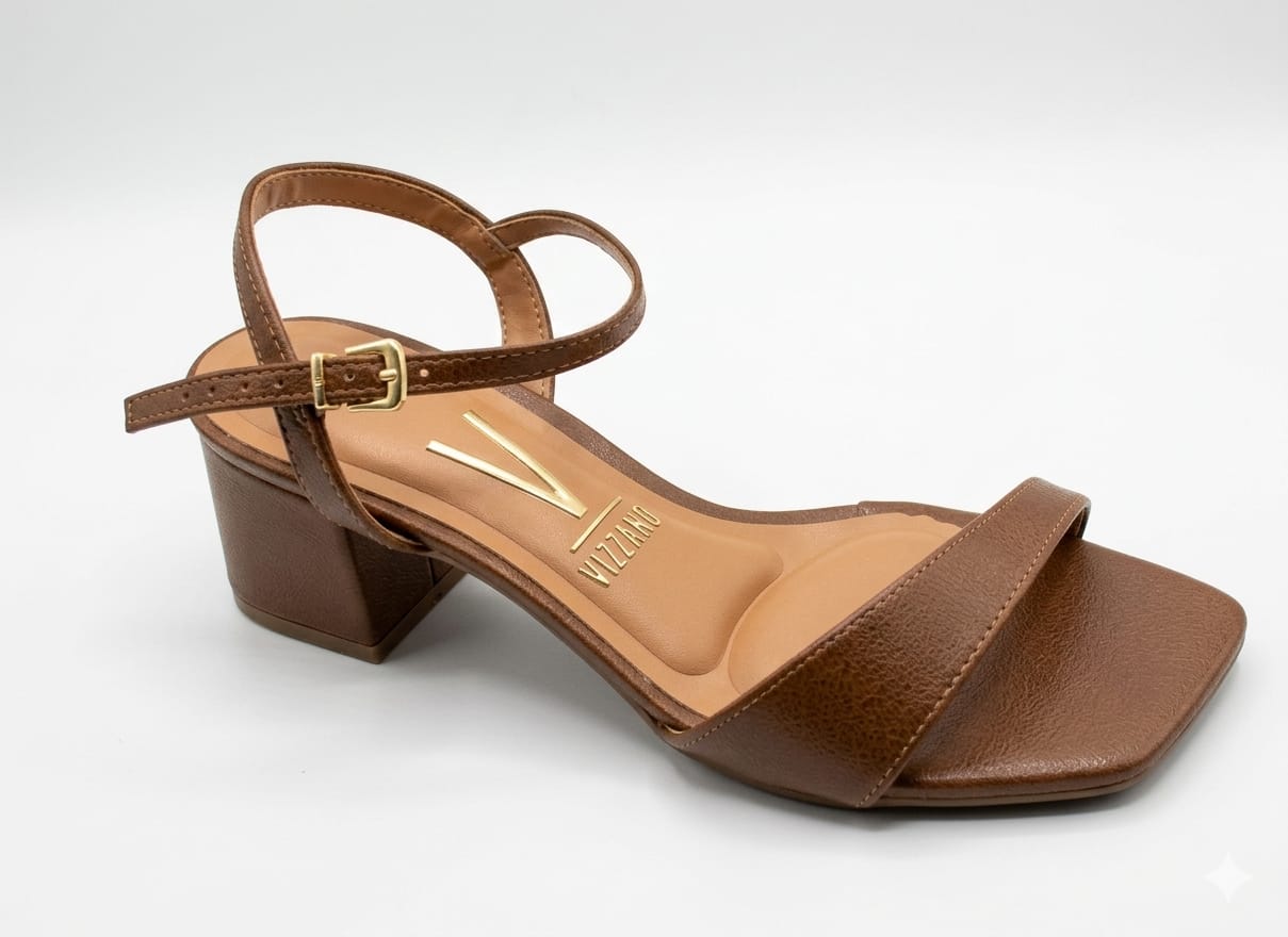Sandália Feminina Salto Bloco Marrom com Tira Ajustável – Elegância e Conforto 6579.100