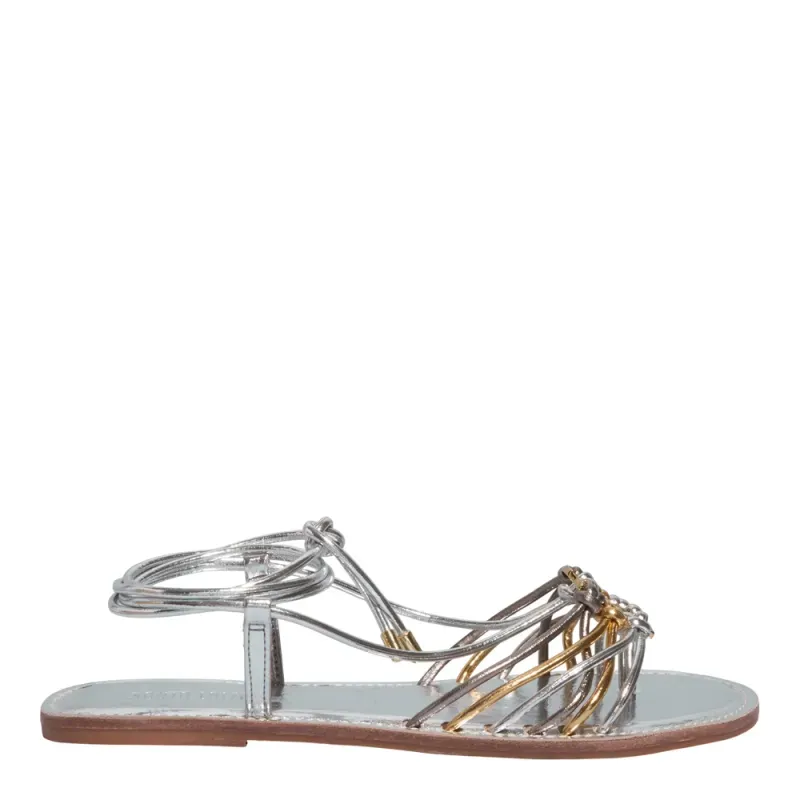 Rasteira Amarração Metalizada Reflexo Prata