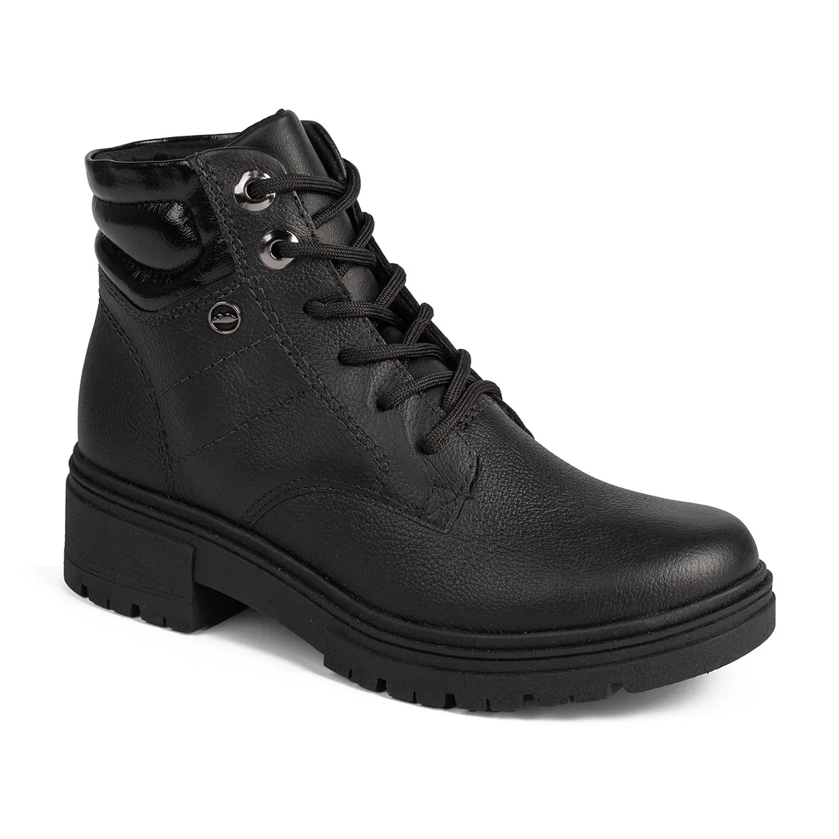 Bota Coturno Dakota em Couro Preta D0451