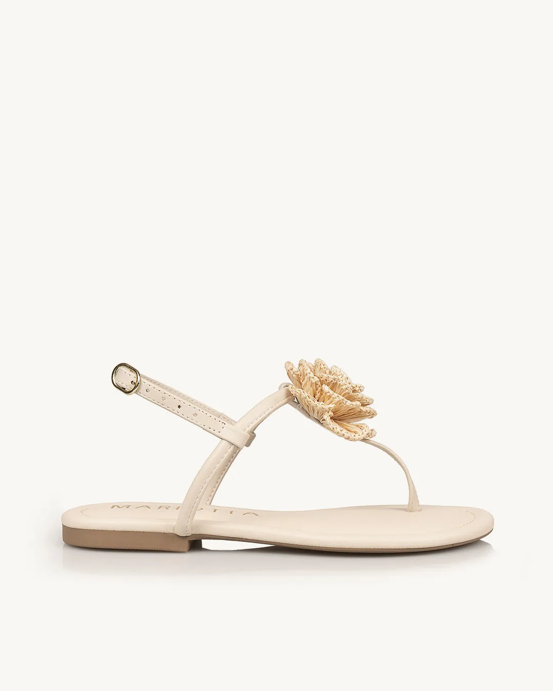 Rasteira Flor de Crochê Manteiga Mariotta 