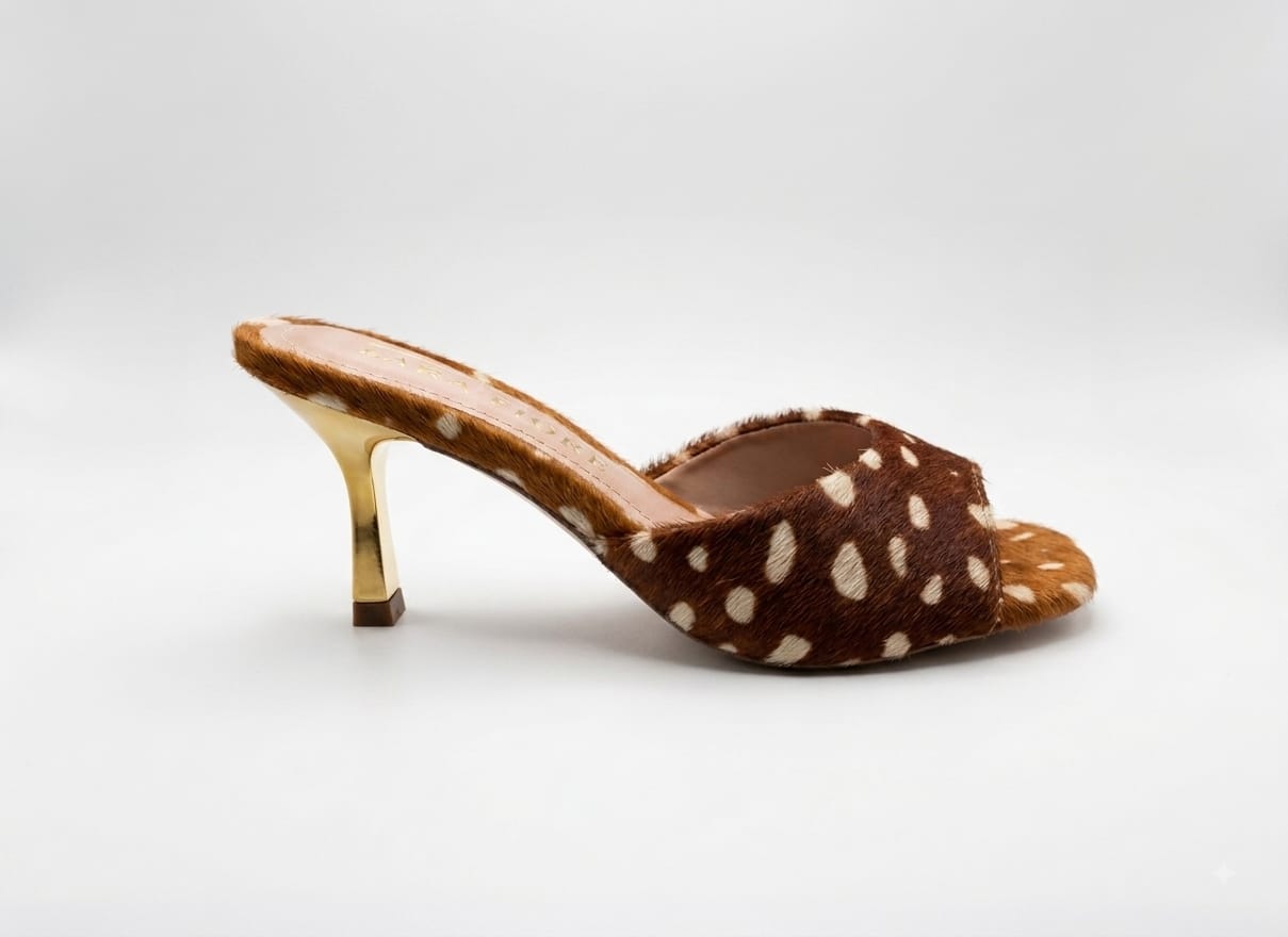 Tamanco Feminino Animal Print de Salto Fino
