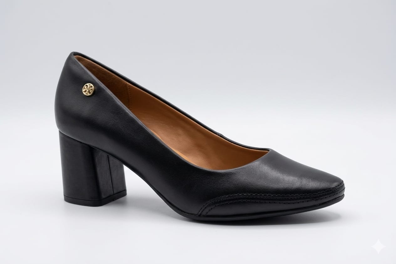 Scarpin Preto Clássico com Salto Bloco Confortável 26-64101