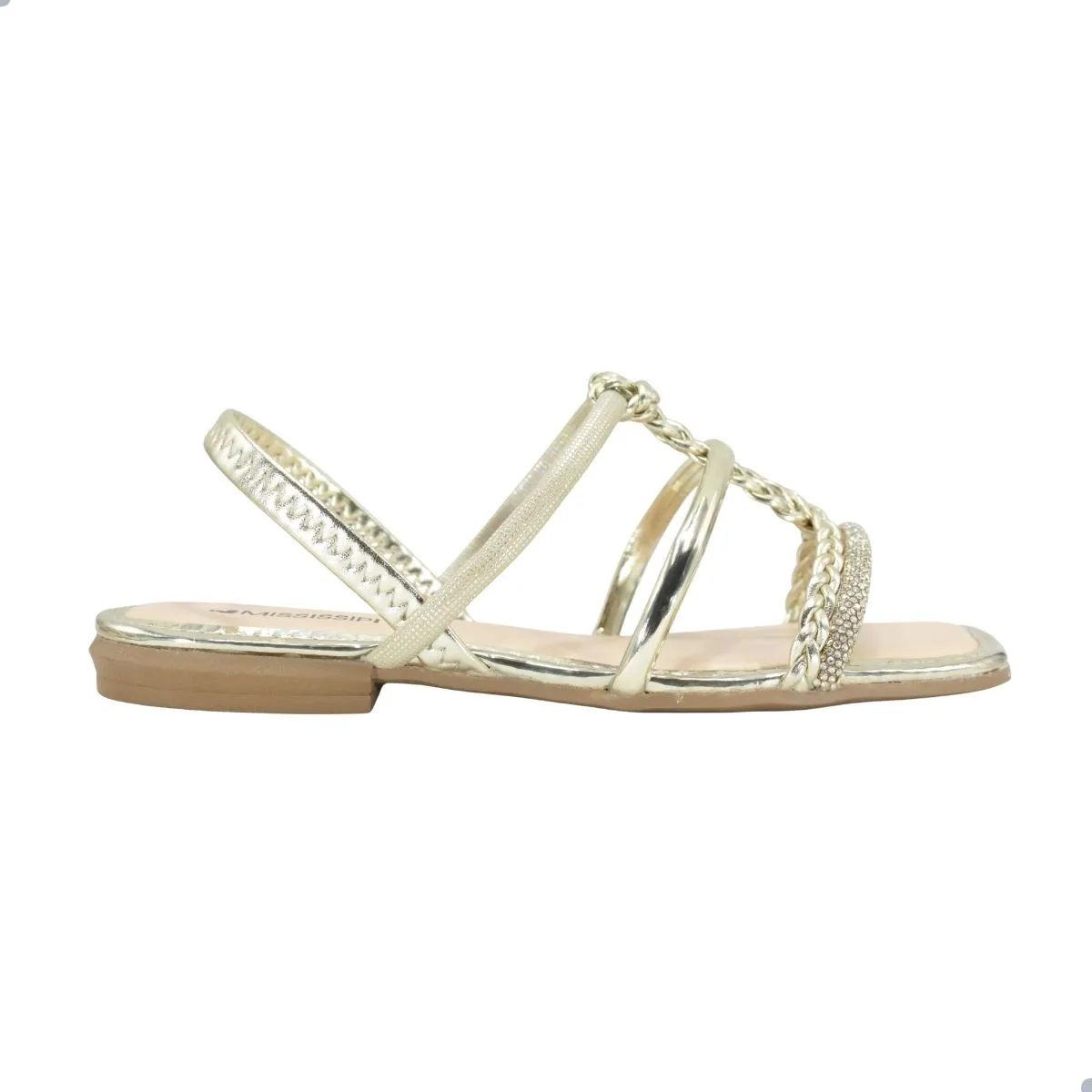 Sandália Feminina Rasteira Mississipi Dourada J0662